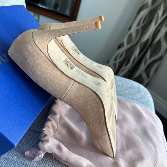 Stuart Weitzman Beige Suede Heels - Picture 6 of 6